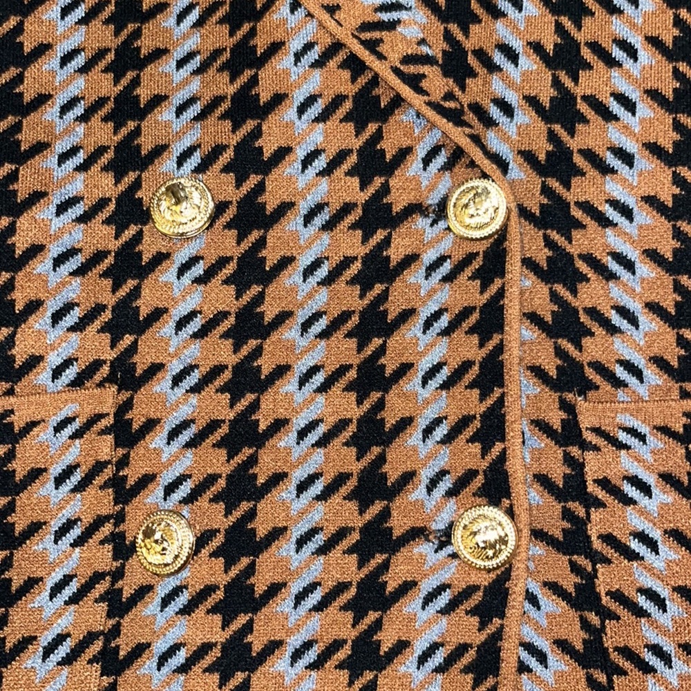 Joie Womens Blazer Houndstooth Knit Jacket Double Breasted - Picture 4 of 7